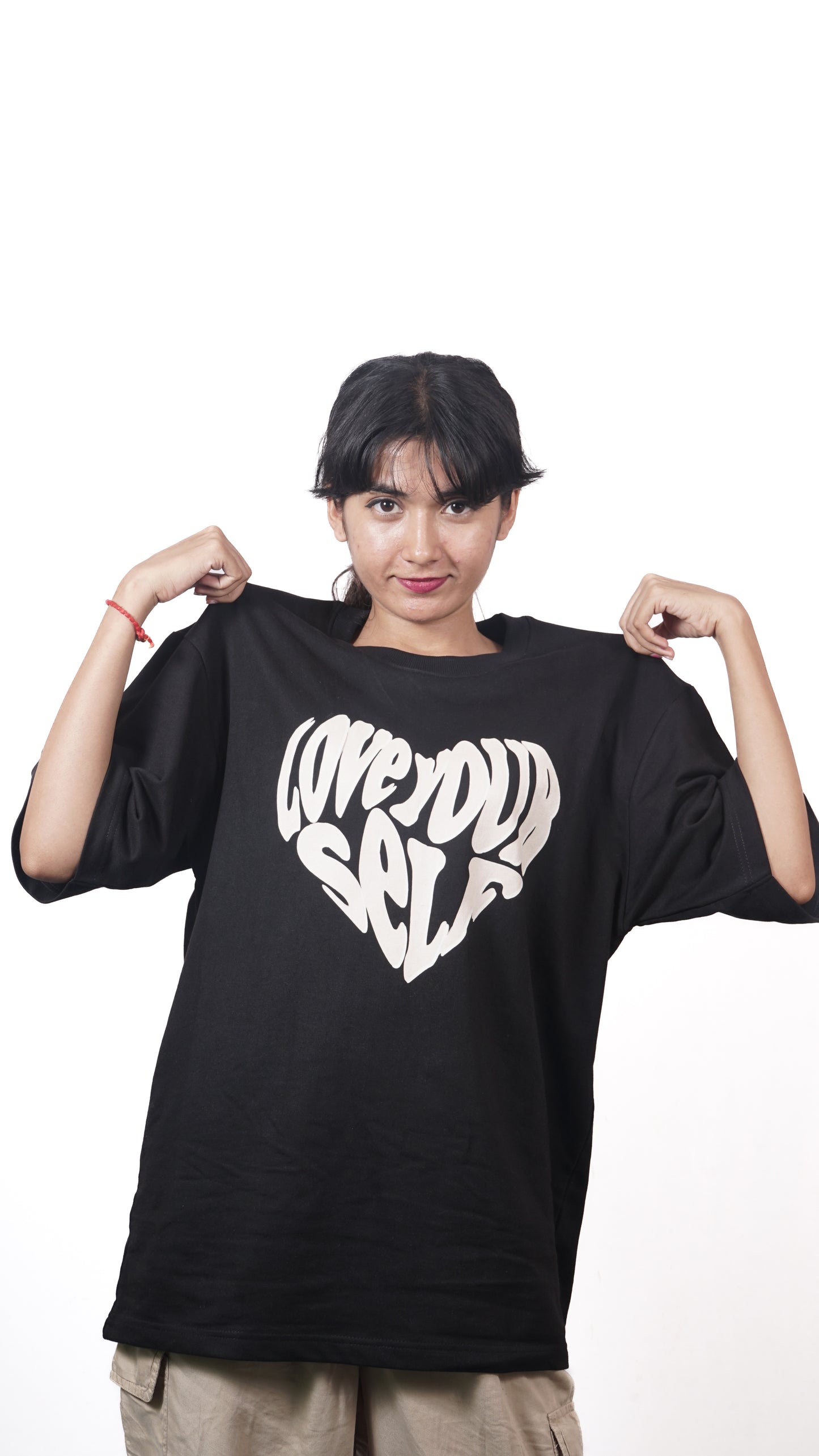 love yourself - womens black oversized tshirt