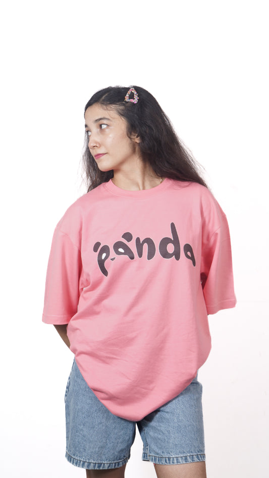 panda - womens  pink oversized tshirt.