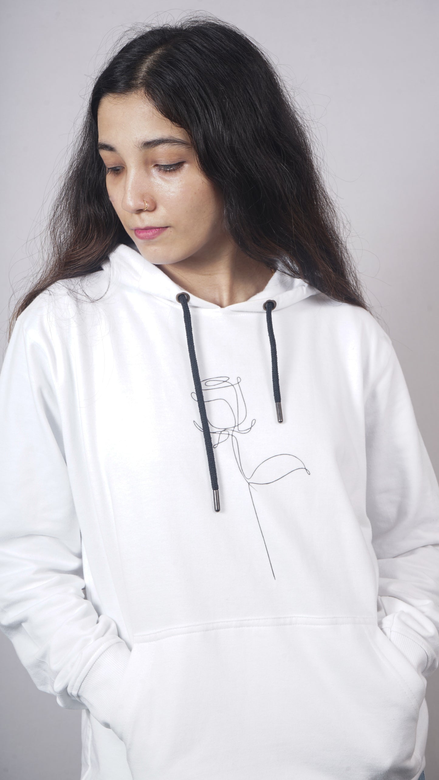 rose - women's white hoodie