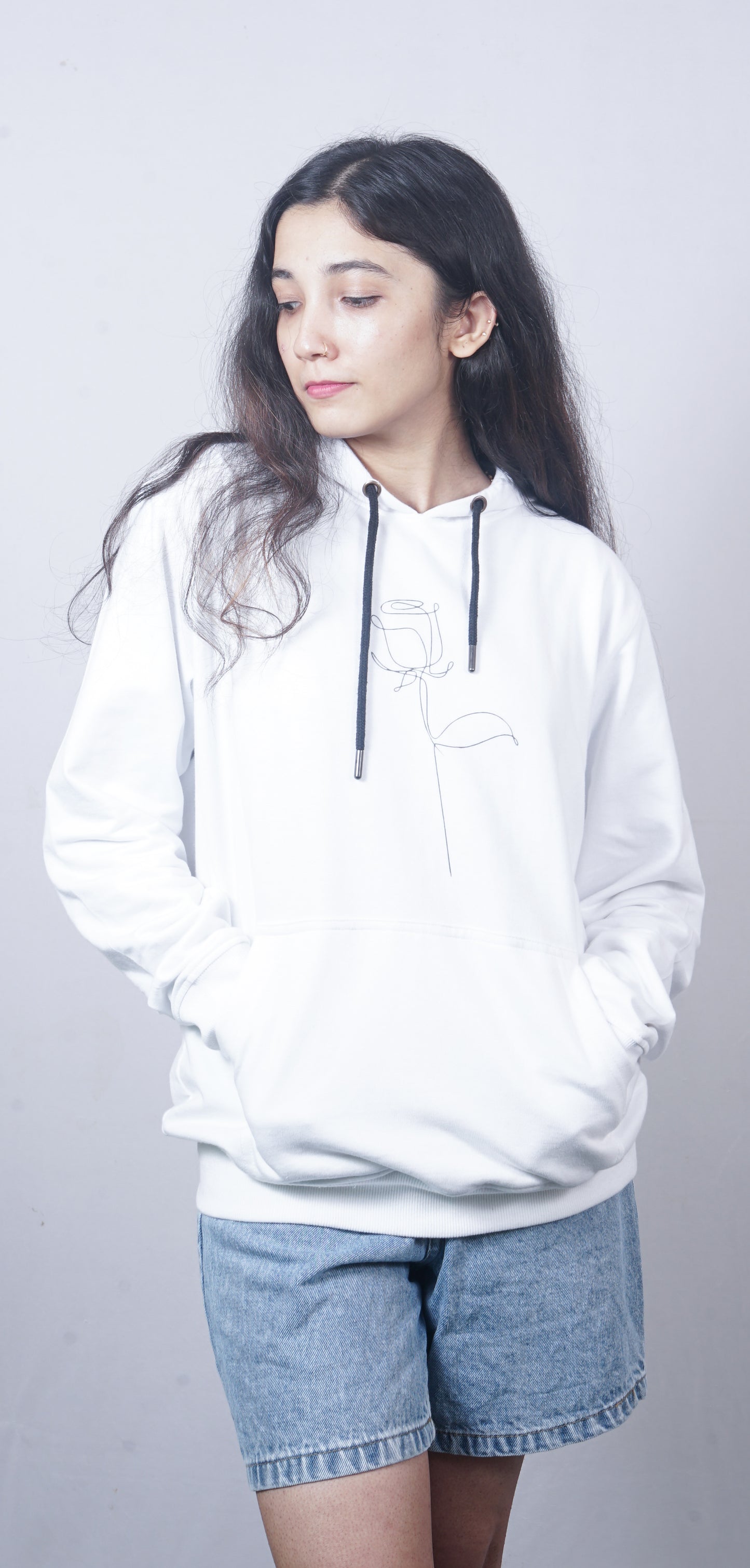 rose - women's white hoodie